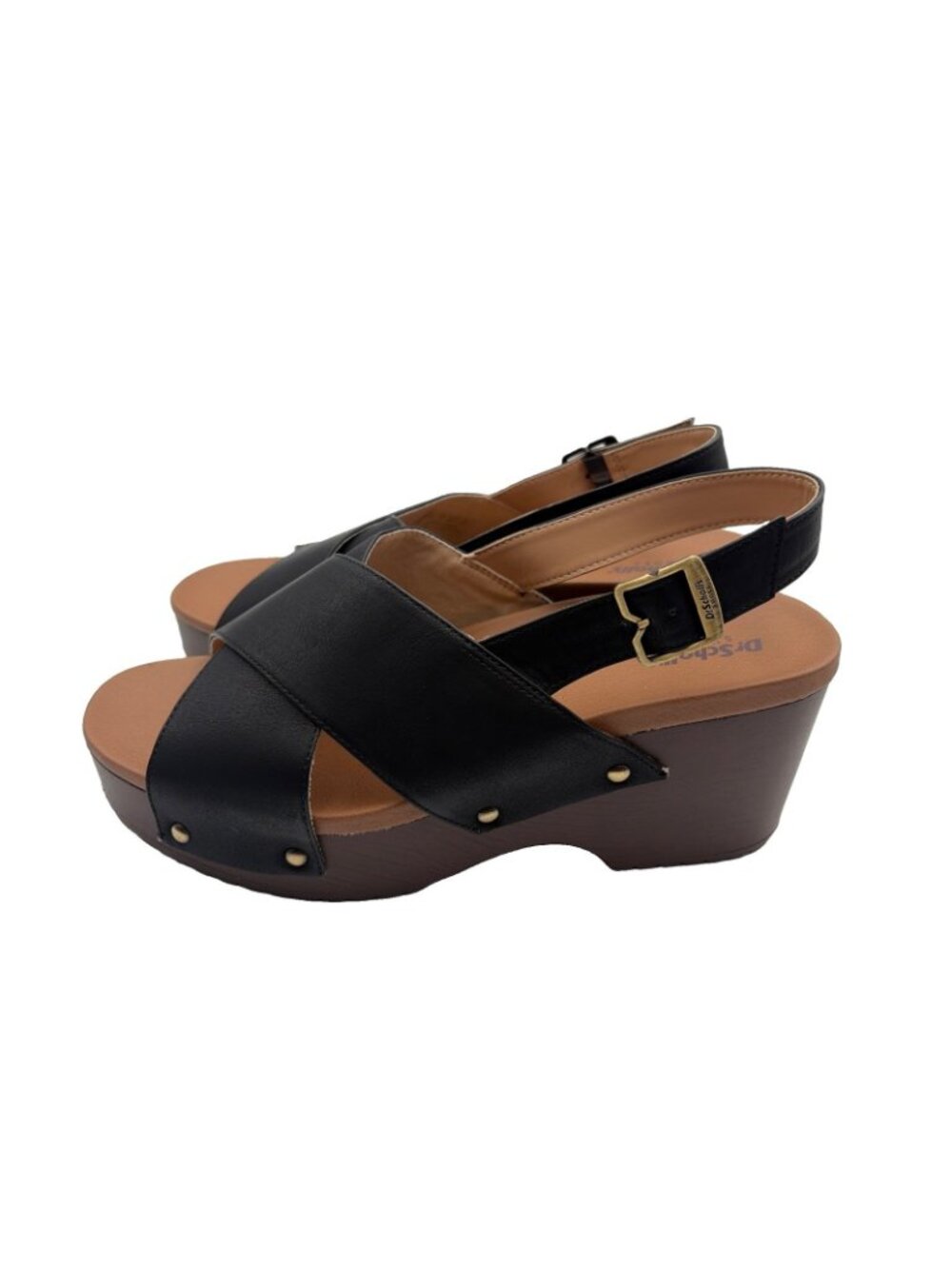 Dr. Scholl’s Women’s 9.5 Black Wedge Platform Slingback Sandals Studded WESLEE - Picture 4 of 8